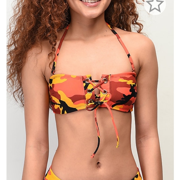 NWT Orange Camo Bikini Top - Picture 2 of 5